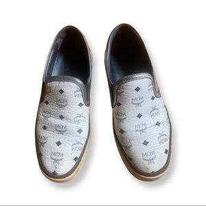 MCM 5S2I11 Women Round Toe Leather White Fashion Sneakers